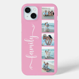 Funda Para iPhone 15 Mini Foto Familiar Script Rosa