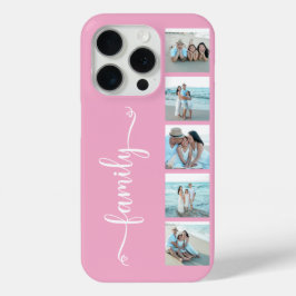 Funda Para iPhone 15 Pro Foto Familiar Script Rosa