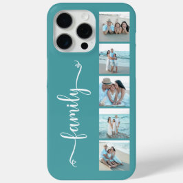 Funda Para iPhone 15 Pro Max Foto Familiar Script Teal