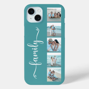 Funda Para iPhone 15 Mini Foto Familiar Script Teal