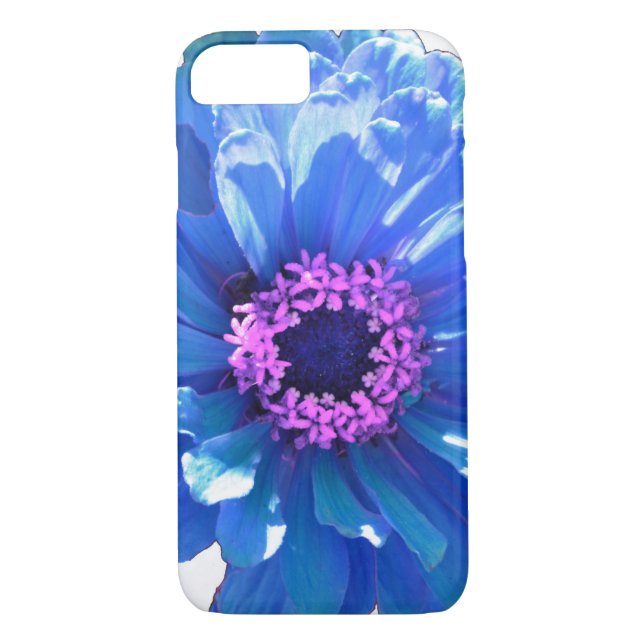 Funda De Case-Mate Para iPhone Foto floral azul margarita (Reverso)