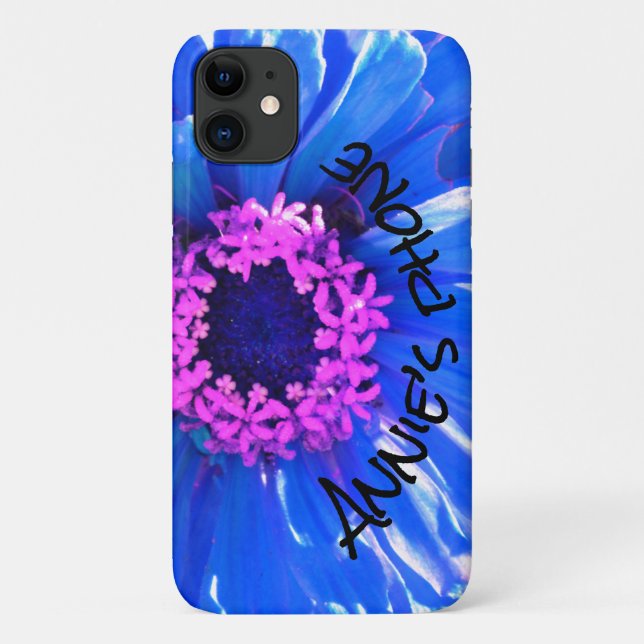 Funda De Case-Mate Para iPhone Foto floral azul margarita (Reverso)