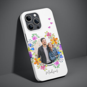 Funda Para iPhone 14 Pro De Case-Mate Foto floral en acuarela colorida con nombre person