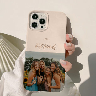 Funda Para iPhone 15 Foto mínima de los mejores amigos de Beige