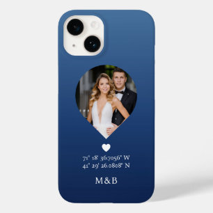 Funda Para iPhone 14 De Case-Mate Foto Monograma Coordenadas Corazón Romántico Moder