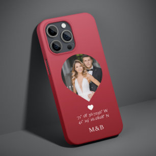 Funda Para iPhone 14 De Case-Mate Foto Monograma Corazón Romántico Coordenadas Moder