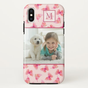 Funda Para iPhone X Foto monograma de mariposa de color de agua de Rub