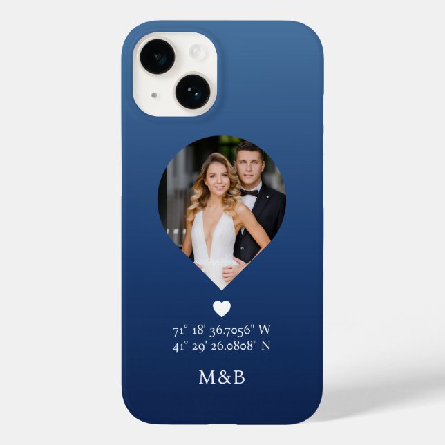 Funda De Case-Mate Para iPhone Foto Monograma Romántico Corazón Coordina Moderno (Reverso )