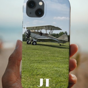Funda Para iPhone 13 Foto Monograma Vintage 1928 del avión de viaje
