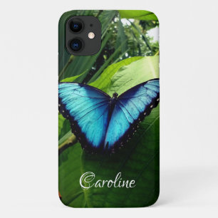 Funda Para iPhone 11 Foto personalizada de morfo azul mariposa naturale