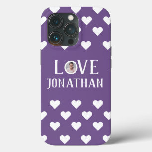 Funda Para iPhone 13 Pro Foto personalizada de Valentines Couple Heart Pers