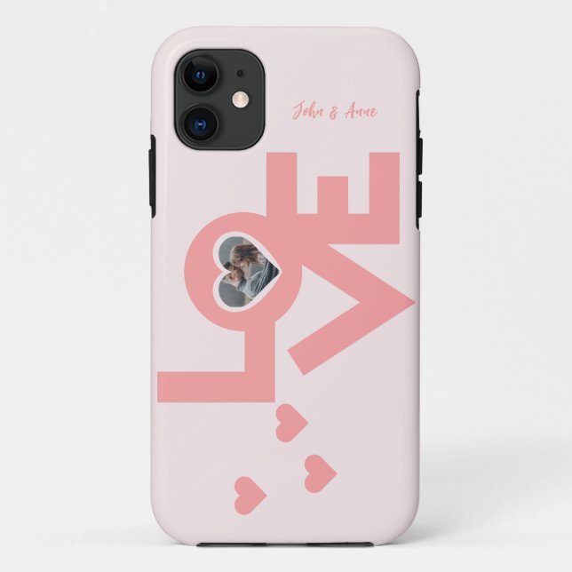 Funda De Case-Mate Para iPhone Foto personalizada de Valentines Couple Heart Pers (Reverso)