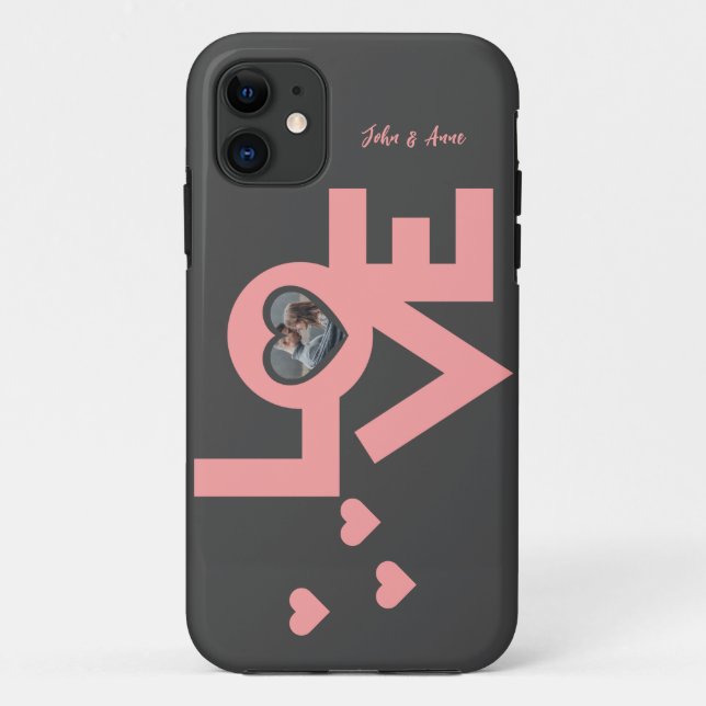 Funda De Case-Mate Para iPhone Foto personalizada de Valentines Couple Heart Pers (Reverso)