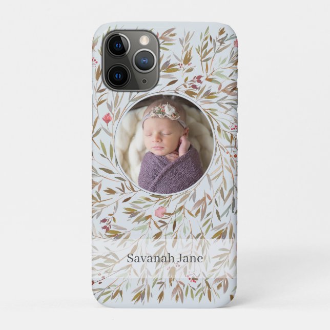 Funda De Case-Mate Para iPhone Foto personalizada de Wreath floral rosa (Reverso)