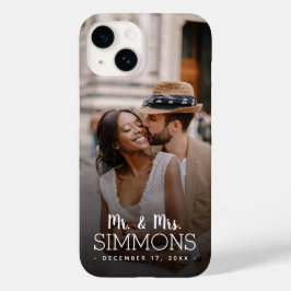Funda Para iPhone 14 De Case-Mate Foto personalizada del Sr. y la Sra. Monogram Boda