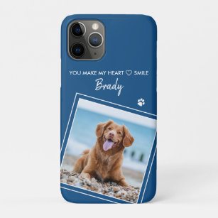 Funda Para iPhone 11 Pro Foto personalizado Perro azul moderno