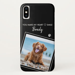 Funda Para iPhone X Foto personalizado Perro Mascota negro moderno