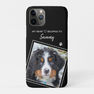 Funda Para iPhone 11 Pro Foto personalizado Perro negro moderno