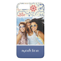 Foto personalizado y nombre rojo y naval con ancla