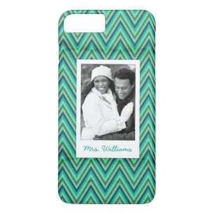 Funda Para iPhone 8 Plus/7 Plus Foto Personalizado y nombre Zig Zag Fondo rayado