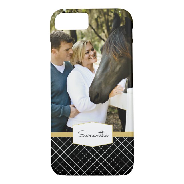 Funda De Case-Mate Para iPhone Foto y acentos negros personalizados (Reverso)