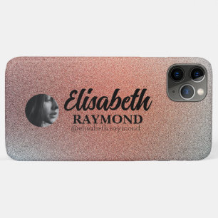 Funda Para iPhone 11 Pro Max Foto y nombre con brillo naranja bonito