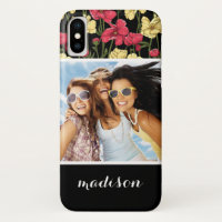 Foto y nombre personalizado Patrón floral elegante
