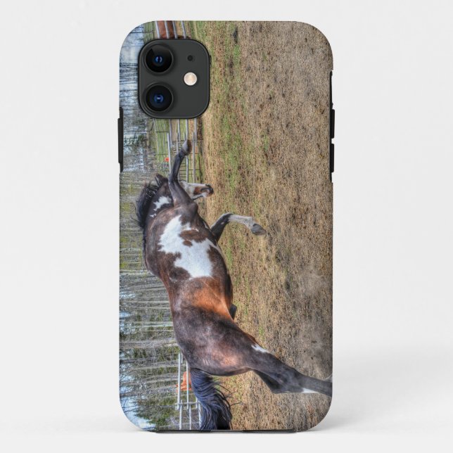 Funda De Case-Mate Para iPhone Fotografía de acción del Stallion Equine de Pinto  (Reverso)