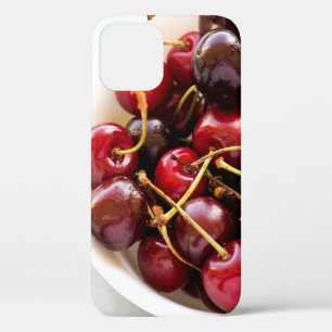 Funda Para iPhone 12 Fotografía de cerezas rojas frescas en un tazón