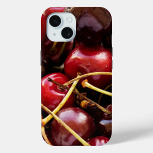 Funda Para iPhone 15 Fotografía de cerezas rojas frescas en un tazón