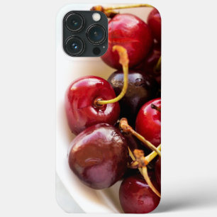 Funda Para iPhone 13 Pro Max Fotografía de Cerezas Rojas Frescas en un Tazón