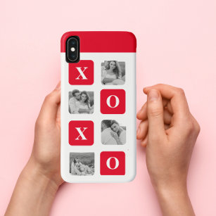Funda Para iPhone XS Max Fotografía de Pareja Collage moderna y XOXO Rojo