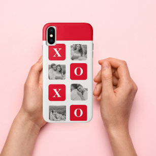 Funda Para iPhone XS Fotografía de Pareja Collage moderna y XOXO Rojo