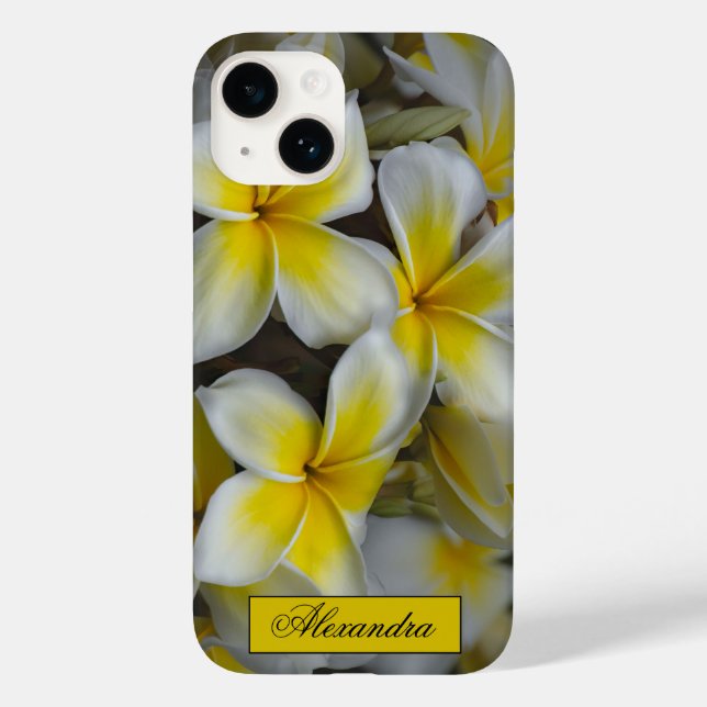 Funda De Case-Mate Para iPhone Fotografía floral de Plumeria blanca amarilla (Reverso )