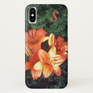 Funda Para iPhone X Fotografía floral Naranja monograma