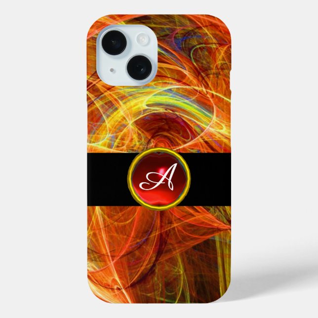 Funda De Case-Mate Para iPhone FOTOGRAFÍA ROJA GEMSTONE MONOGRAM Resumen amarillo (Reverso )