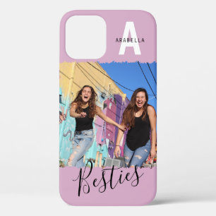 Funda Para iPhone 12 Fotonombre monograma de las mejores amigas moderna