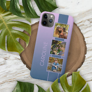 Funda Para iPhone 11 Pro Max Fotos personalizadas en rosa oscuro púrpura azul o