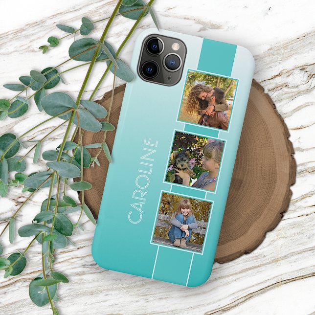 Funda De Case-Mate Para iPhone Fotos personalizados Ombre Aqua Turquoise Seaglass (Subido por el creador)
