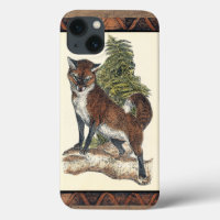 Fox rústica pisando un tronco de árbol
