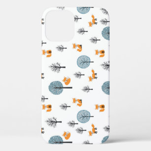 Funda Para iPhone 12 Foxes Forestales: fondo blanco vintage