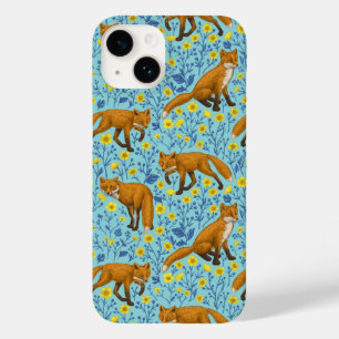 Funda Para iPhone 14 De Case-Mate Foxes y mariposas en azul de la piscina