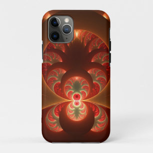 Funda Para iPhone 11 Pro Fractal abstracto moderno naranja rojo luminoso