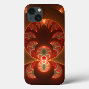 Funda Para iPhone 13 Fractal abstracto moderno naranja rojo luminoso