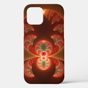Funda Para iPhone 12 Pro Fractal abstracto moderno naranja rojo luminoso
