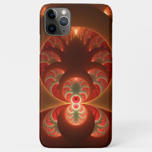 Funda Para iPhone 11 Pro Max Fractal abstracto moderno naranja rojo luminoso
