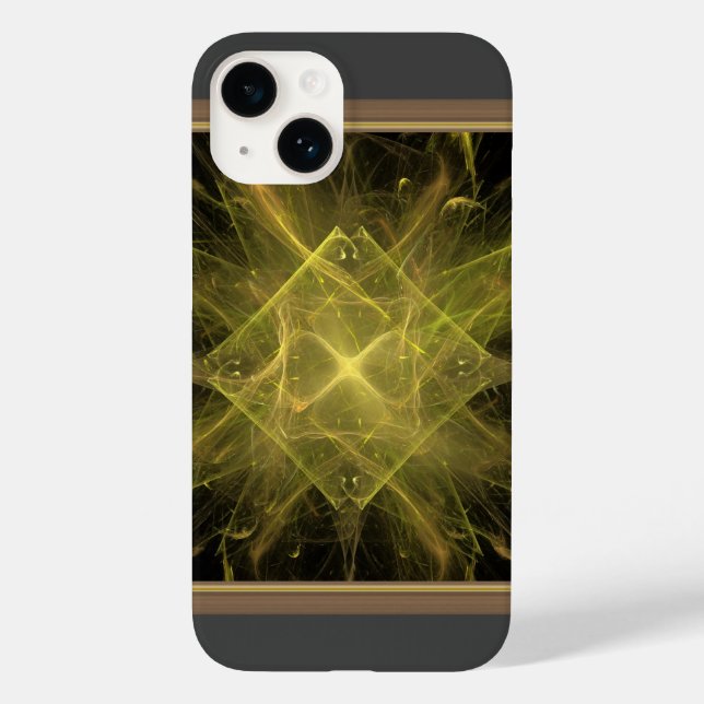 Funda De Case-Mate Para iPhone Fractal Amarillo y Negro (Reverso )