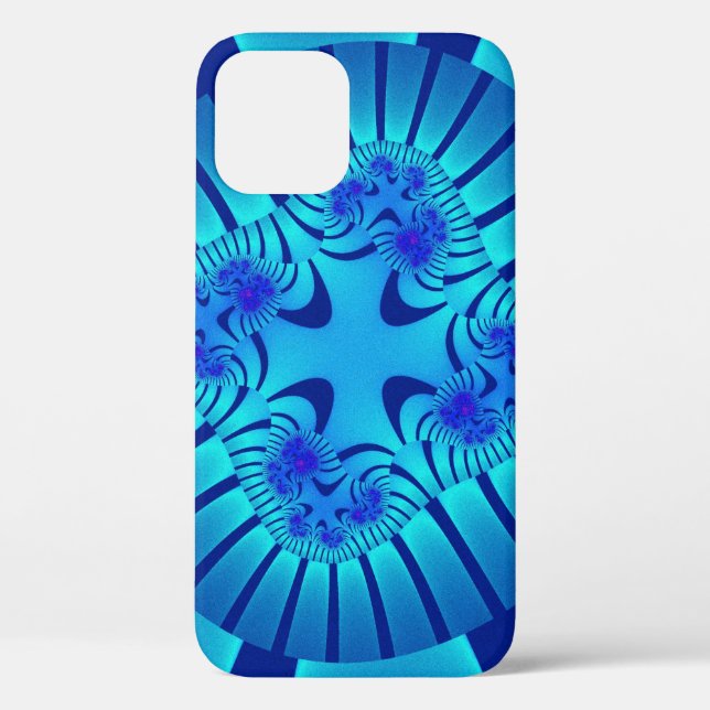 Funda De Case-Mate Para iPhone Fractal azul claro de estilo (Reverso )