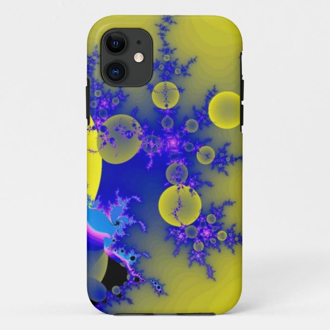 Funda De Case-Mate Para iPhone fractal azul y amarillo (Reverso)