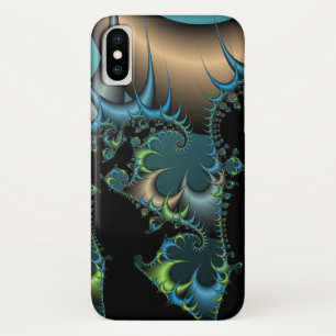 Funda Para iPhone X Fractal azul y negro de Guay